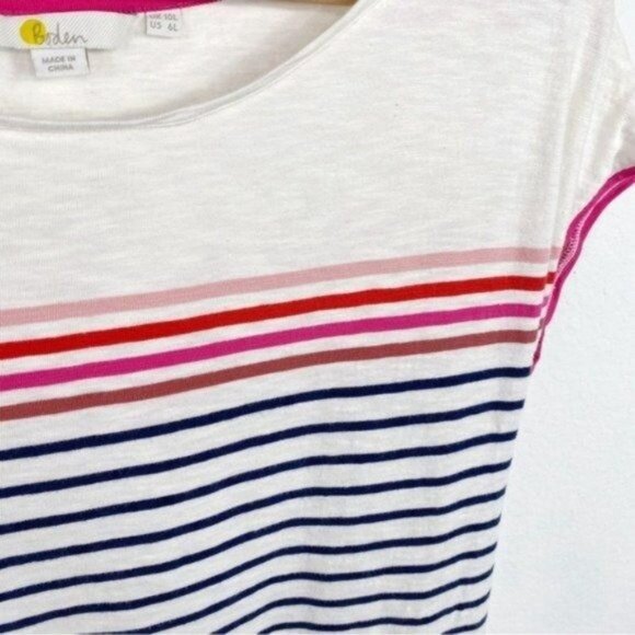 Boden Paulina Jersey Dress Ivory Multi Stripe Size 6 - Picture 5 of 7